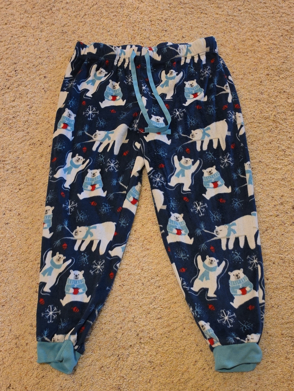 Secret Treasures Navy and Light Blue Polar Bear Fleece Pajama Bottoms